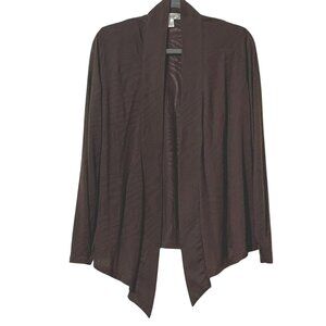 Dressbarn Brown Open Front Cardigan Size L Polyester & Rayon Made In Jordan
